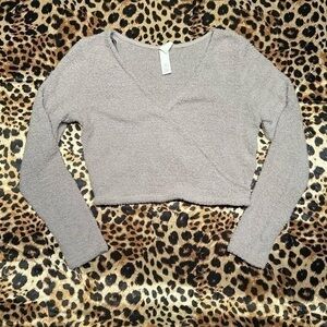 H&M Light Grey Fuzzy Crossover Long Sleeve